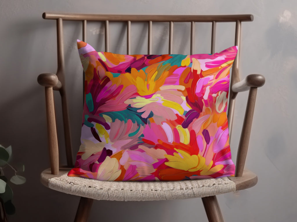 Colorful Abstract Floral Pattern Home Decor Pillow