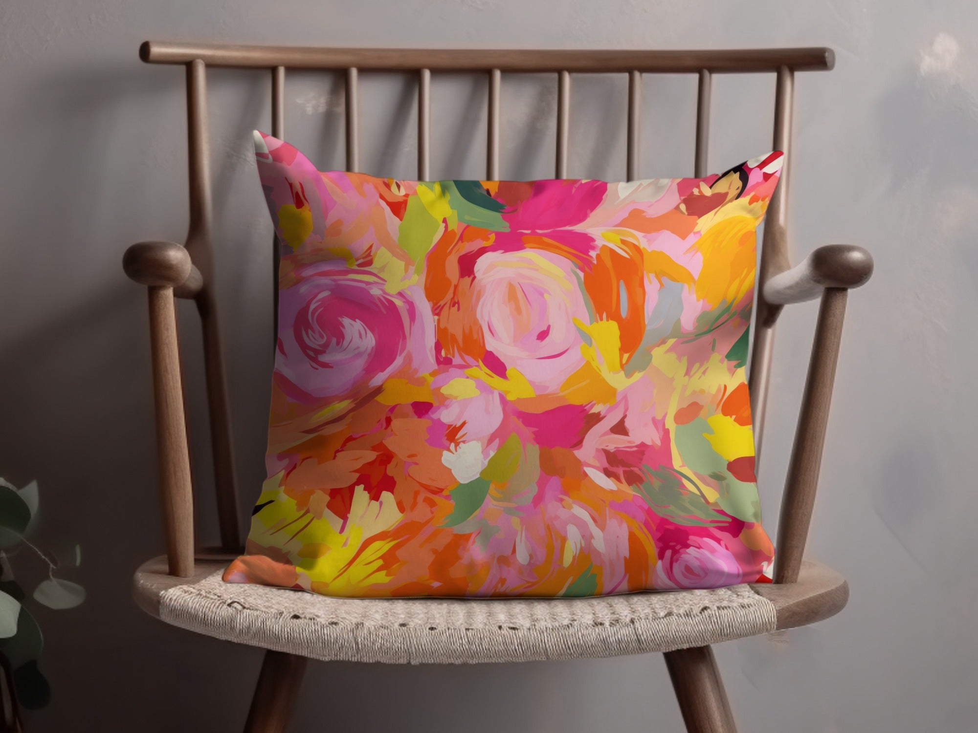 Vibrant Floral Abstract Art Decorative Pillow Product