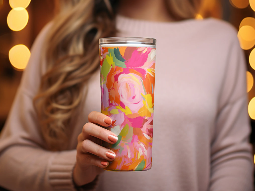 Vibrant Floral Pattern Insulated Tumbler Cup Product