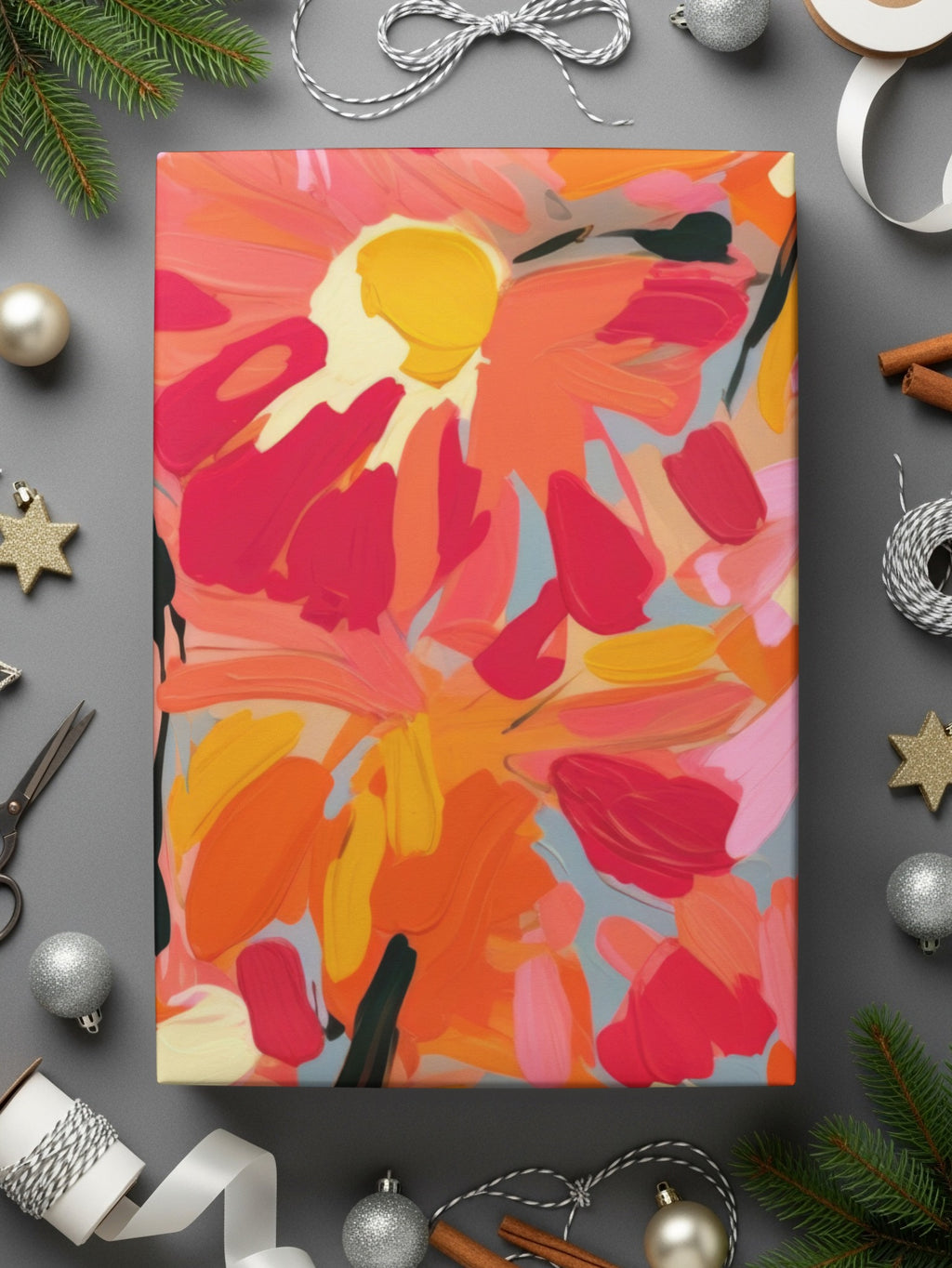 Colorful Abstract Floral Painting Wrapped Canvas Art