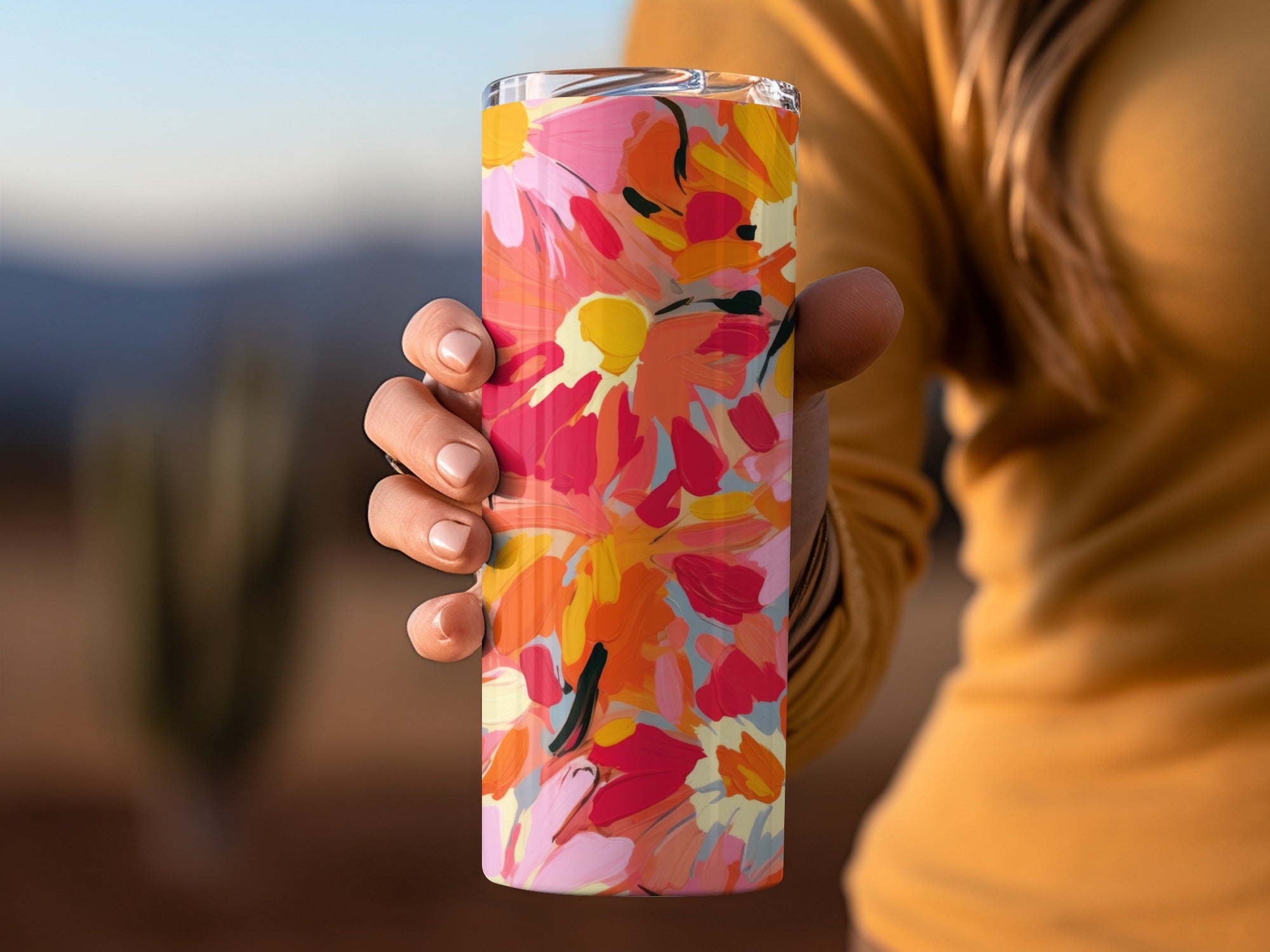 Bright Floral Design Insulated Tumbler for Drinks