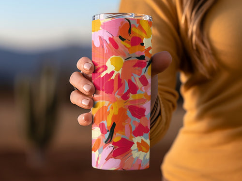 Bright Floral Design Insulated Tumbler for Drinks