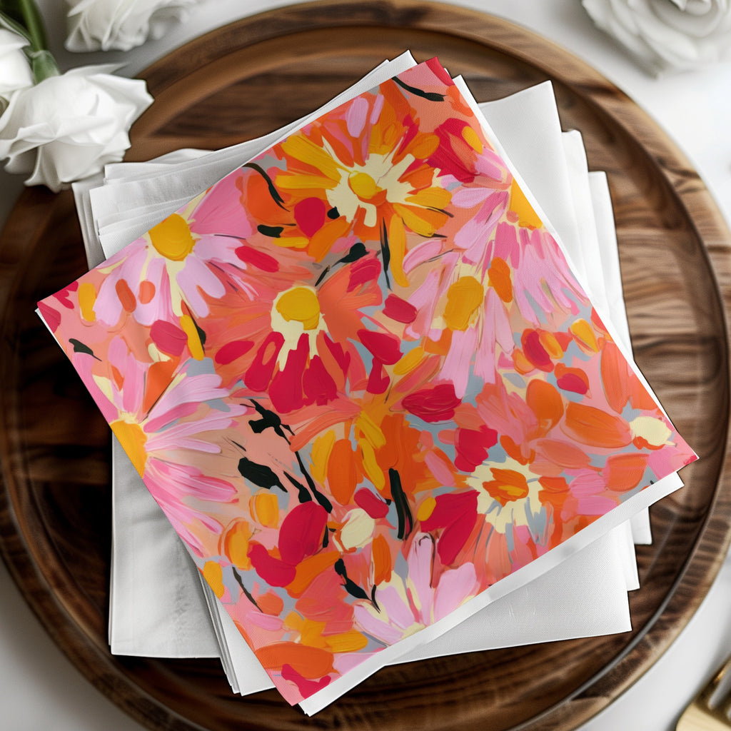 Bright Floral Design Square Pattern Napkin Product