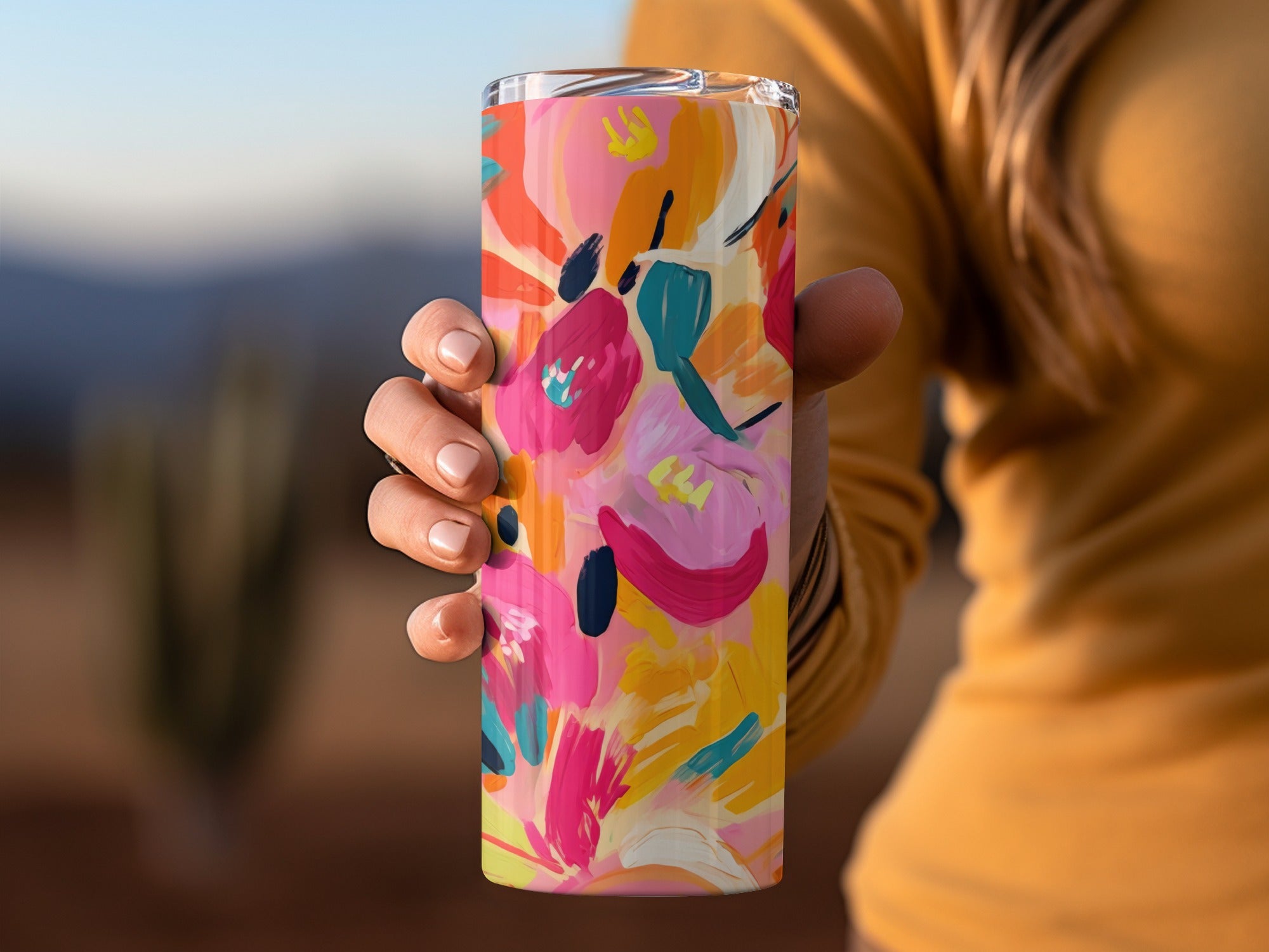 Colorful Floral Design Insulated Drinkware Flask