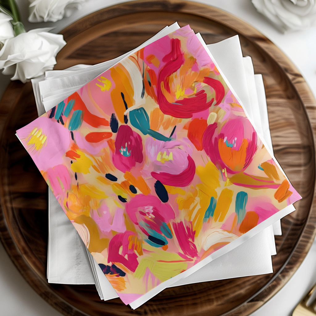 Vibrant Abstract Floral Print Design Decorative Napkins