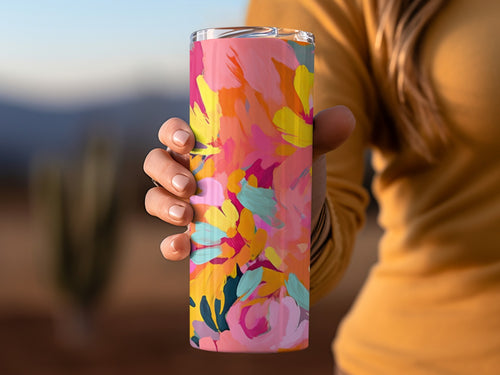 Vibrant Floral Design Insulated Tumbler for Beverages