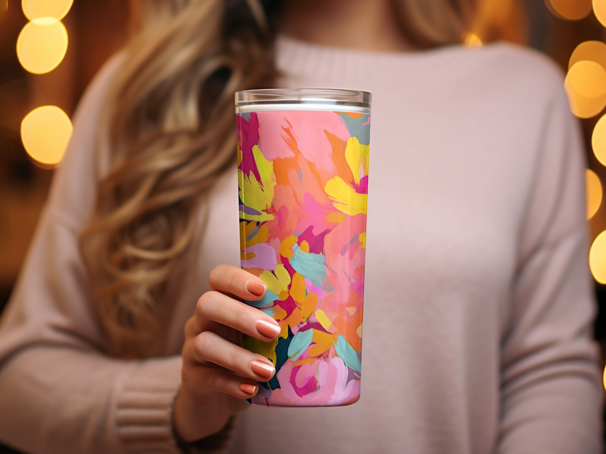 Vibrant Floral Insulated Tumbler for Hot and Cold Drinks