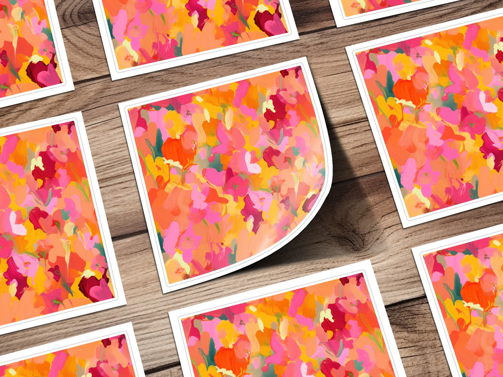 Vibrant Abstract Floral Design Colorful Art Print