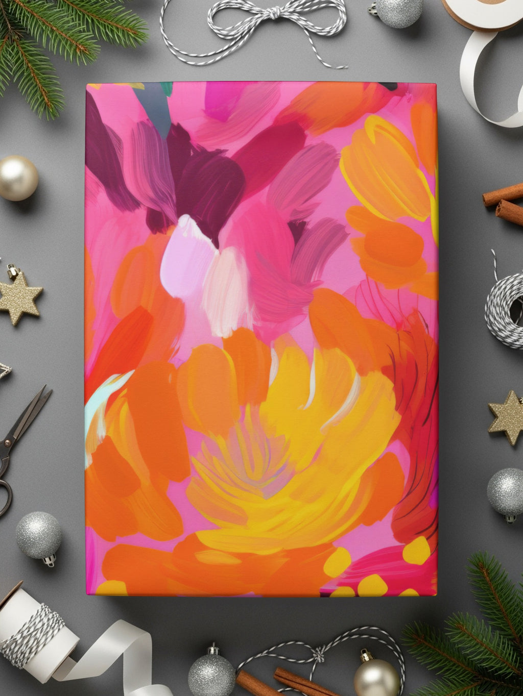 Bright and Colorful Floral Design Wrapping Paper