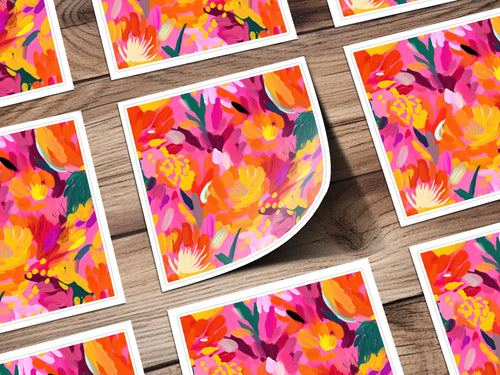 Vibrant Abstract Floral Pattern Art Print Poster