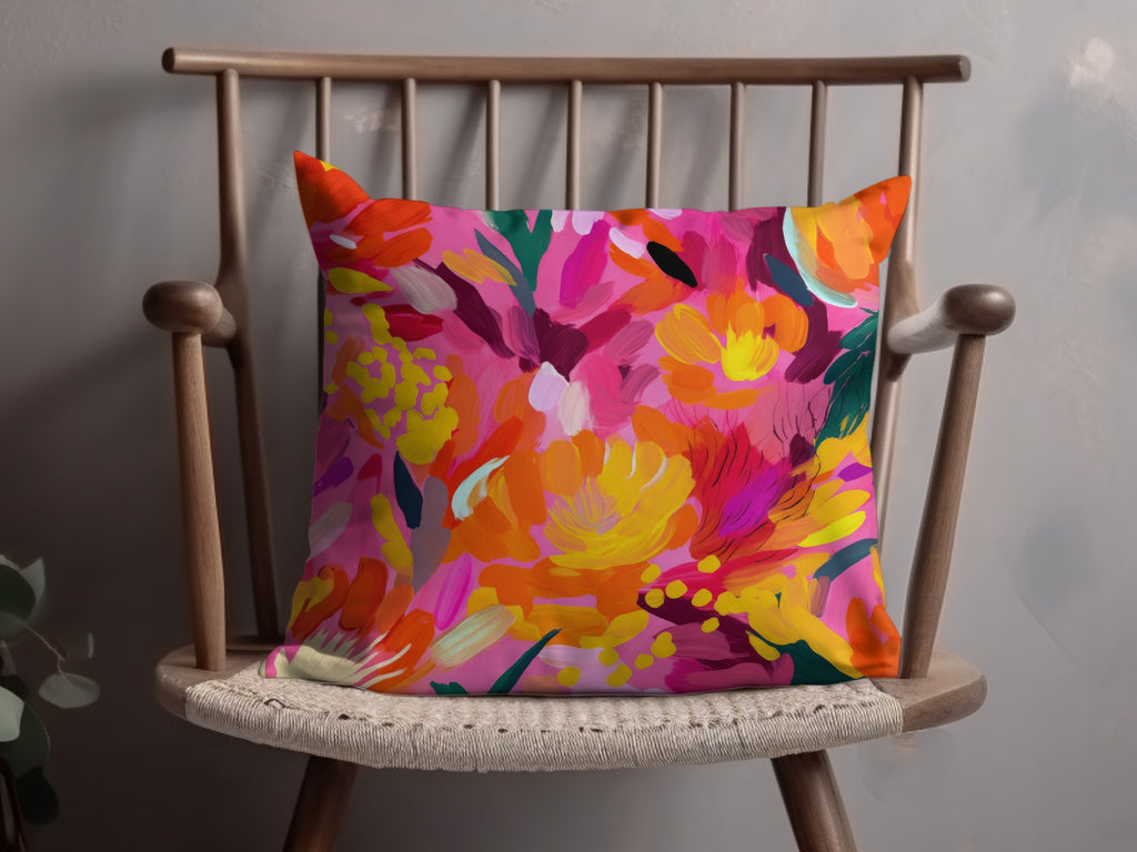 Vibrant Floral Pattern Decorative Throw Pillow Cover