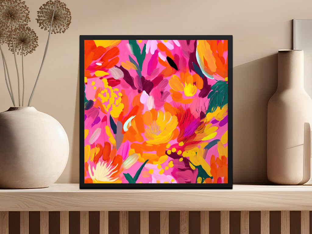 Vibrant Abstract Floral Art Print For Home Decor