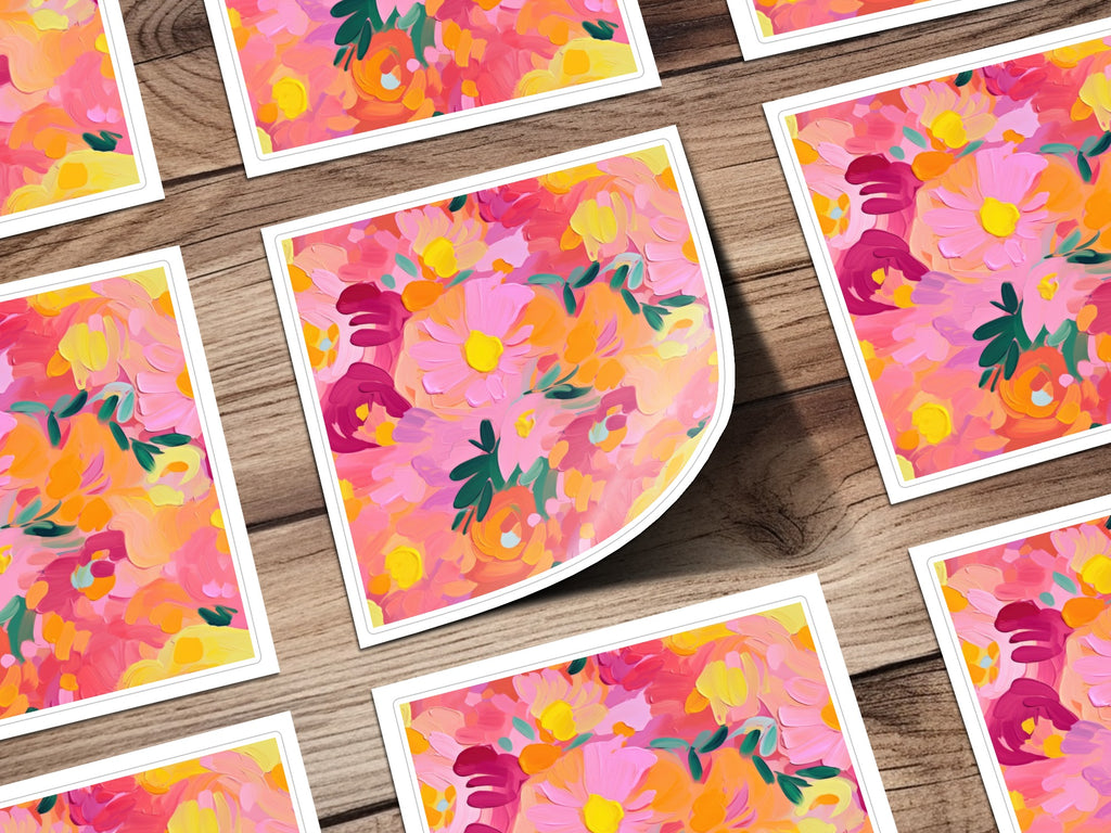 Vibrant Abstract Floral Design Colorful Art Print