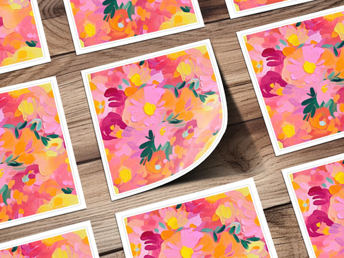 Vibrant Abstract Floral Design Colorful Art Print