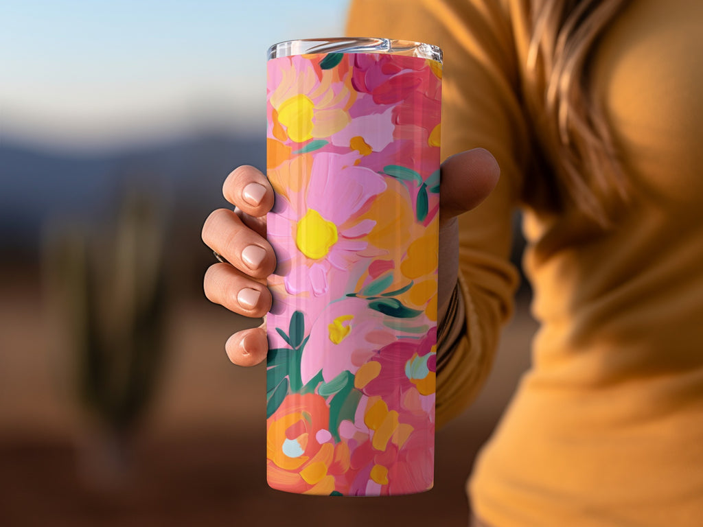 Vibrant Floral Design Tumbler Cup for Your Beverages