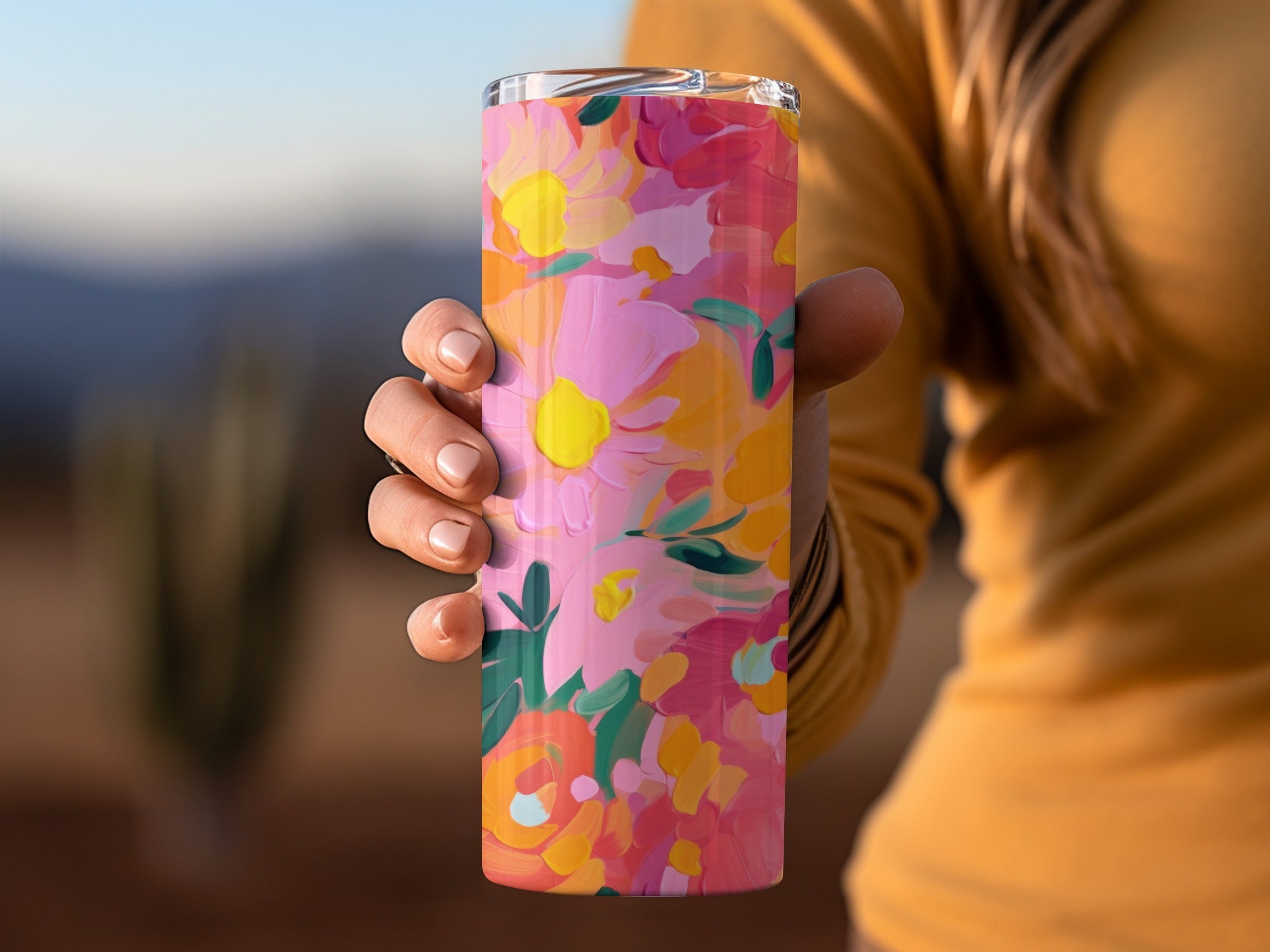 Vibrant Floral Design Tumbler Cup for Your Beverages
