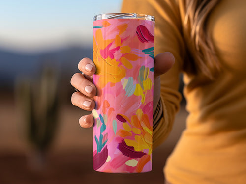 Vibrant Colorful Floral Insulated Tumbler Cup
