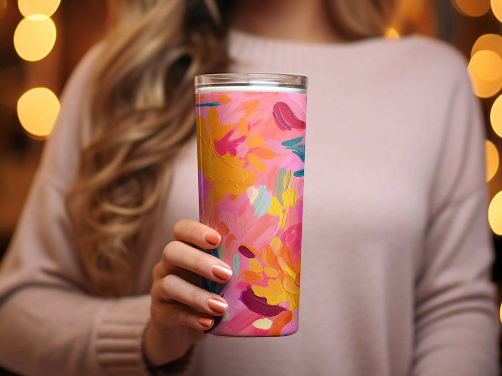 Vibrant Floral Pattern Insulated Travel Tumbler