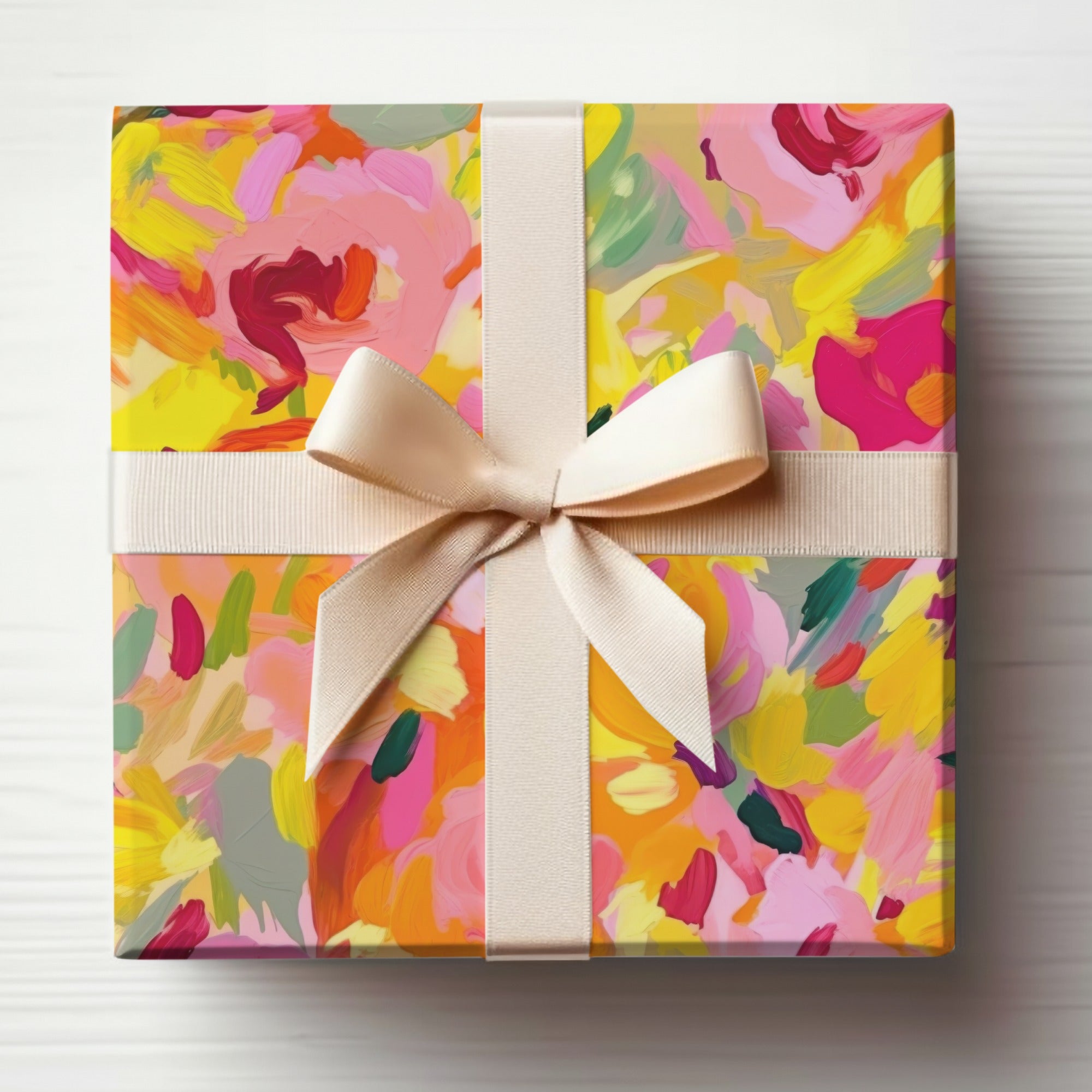 Vibrant Abstract Design Gift Box with Ribbon Bow