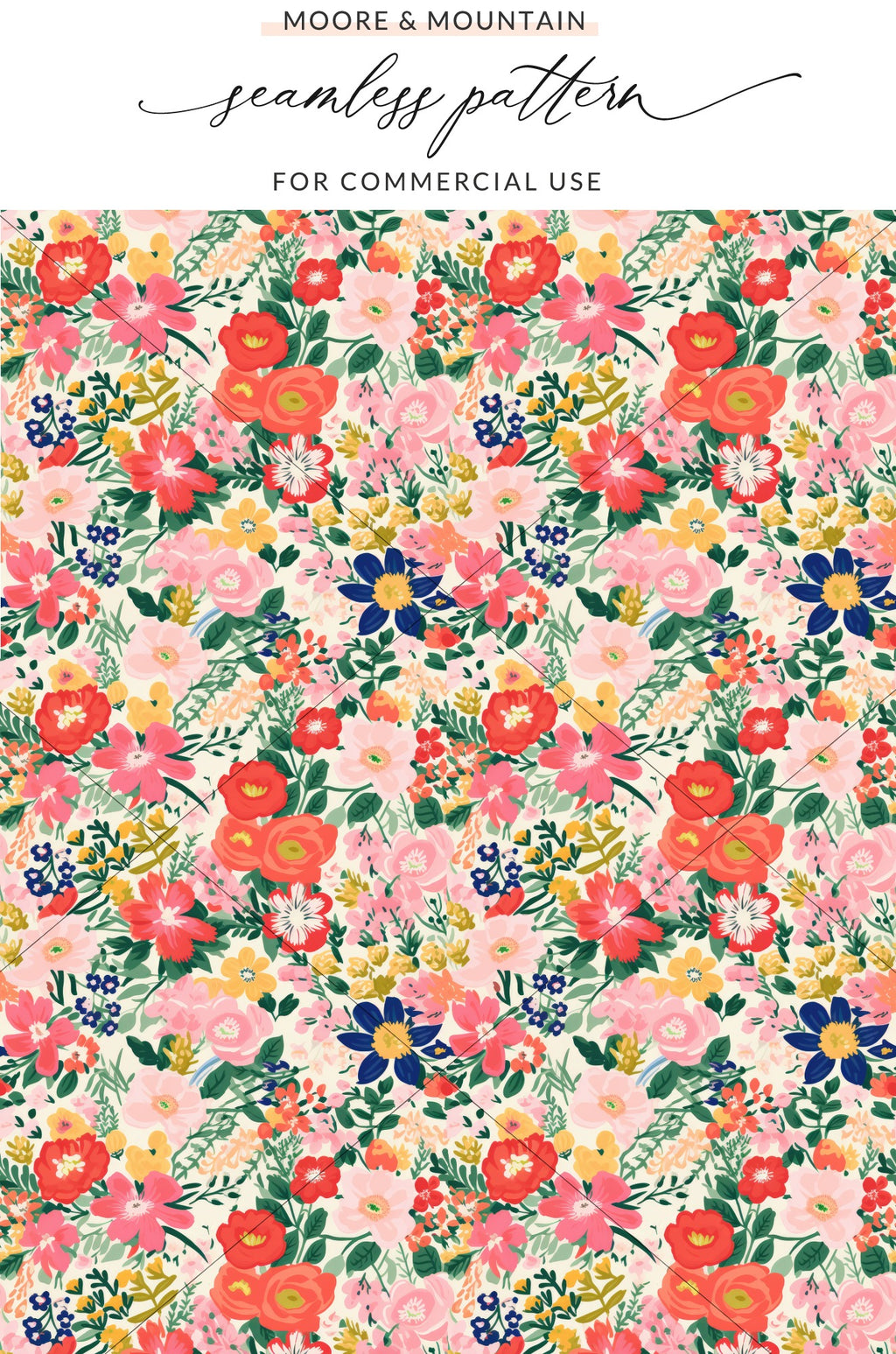 Vibrant Floral Seamless Pattern for Commercial Use