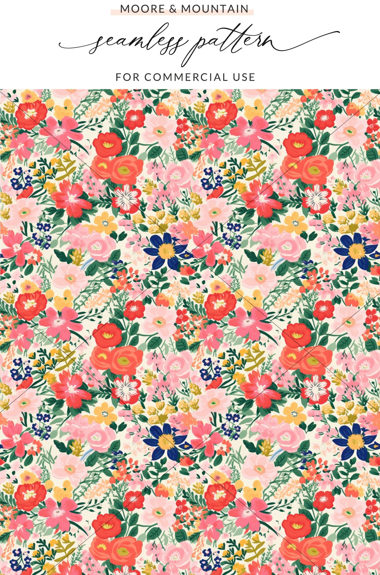 Vibrant Floral Seamless Pattern for Commercial Use