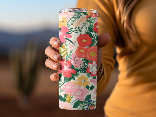 Vibrant Floral Pattern Insulated Tumbler Drinkware