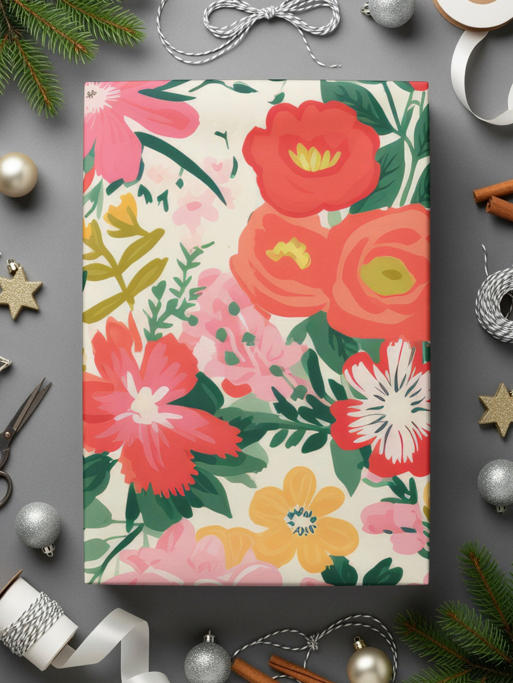 Vibrant Floral Wrapping Paper for Festive Celebrations