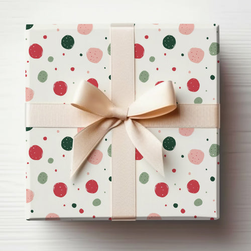 Festive Polka Dot Gift Wrap with Elegant Ribbon 보