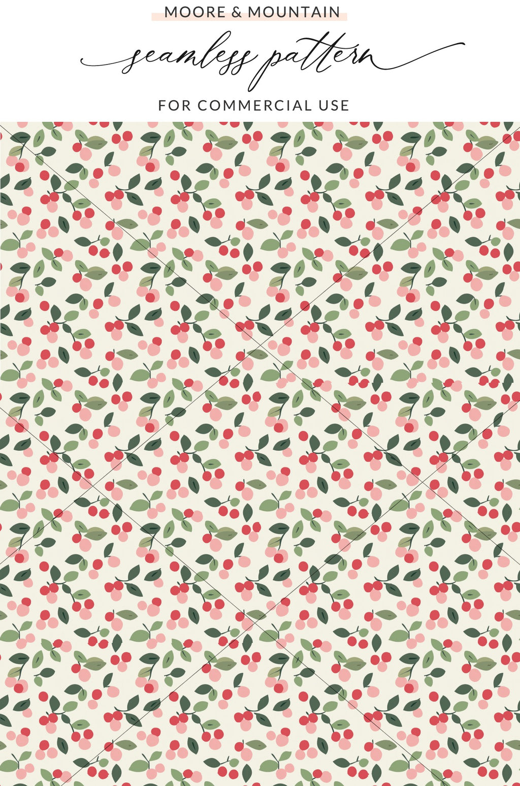 Cherry Themed Seamless Pattern for Commercial Use