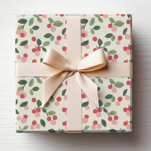 Cherry Pattern Gift Wrapping Paper with Bow product type