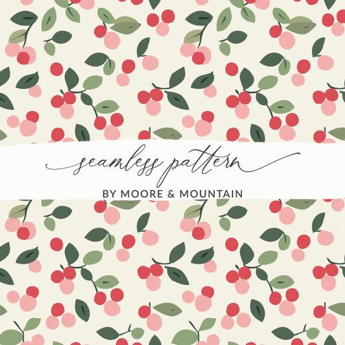 Seamless Pattern With Red and Pink Cherries Design