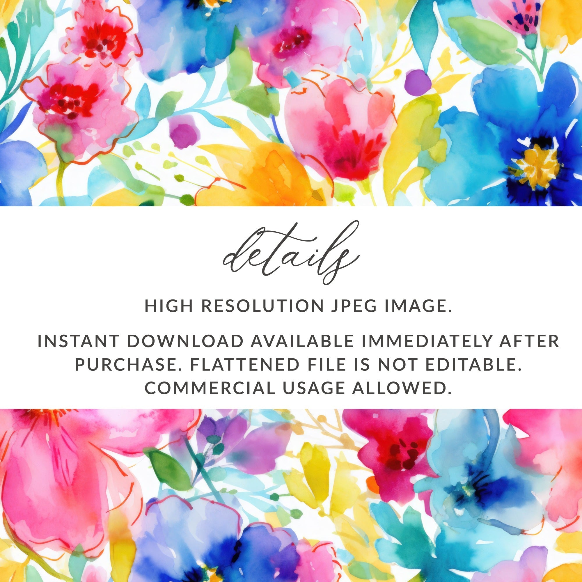 Watercolor Flower T-Shirt, Seamless Floral Pattern, Digital Paper, Colorful Blossoms Design, Textile Print, T Shirt Design, Digital Download - Moore and Mountain