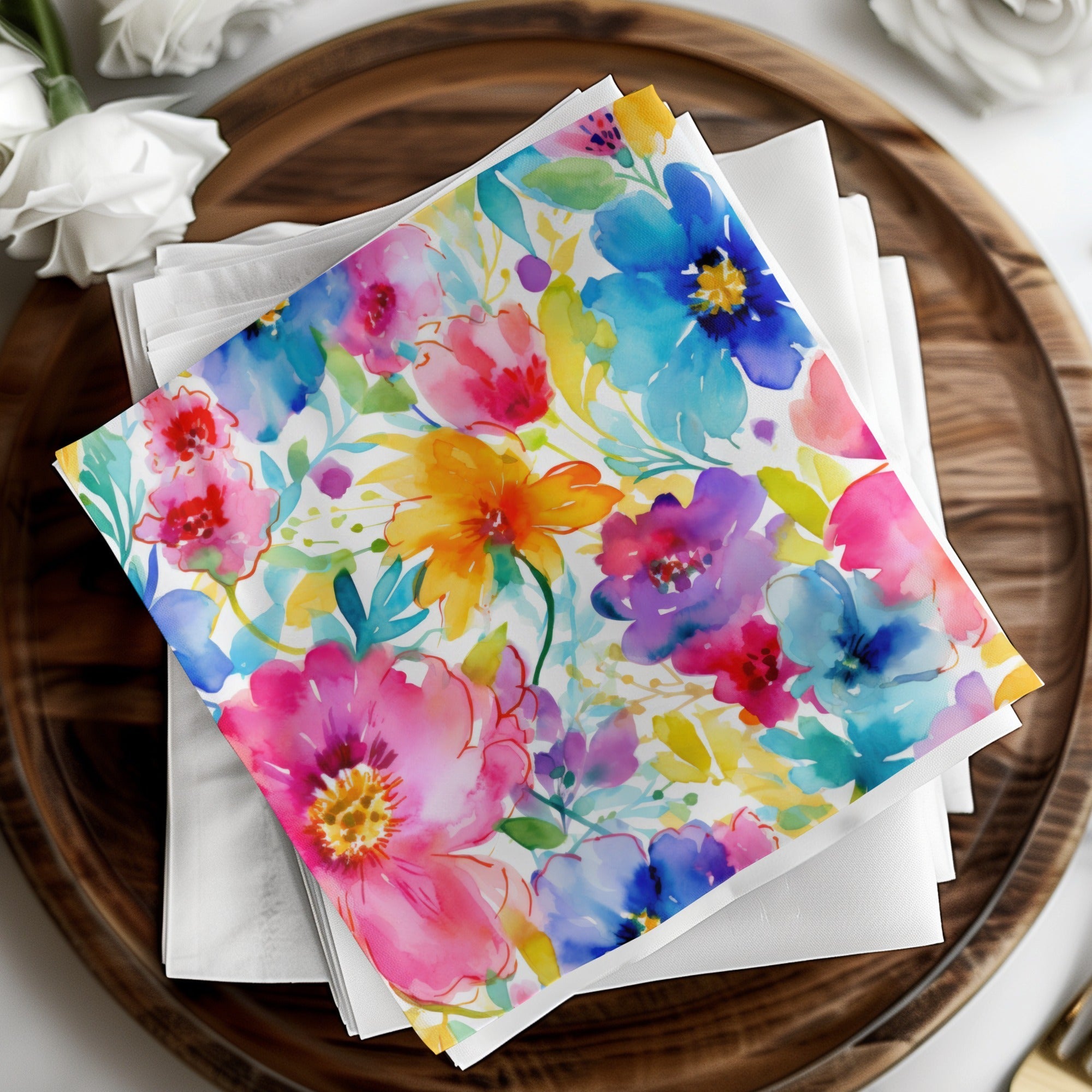 Watercolor Flower T-Shirt, Seamless Floral Pattern, Digital Paper, Colorful Blossoms Design, Textile Print, T Shirt Design, Digital Download - Moore and Mountain