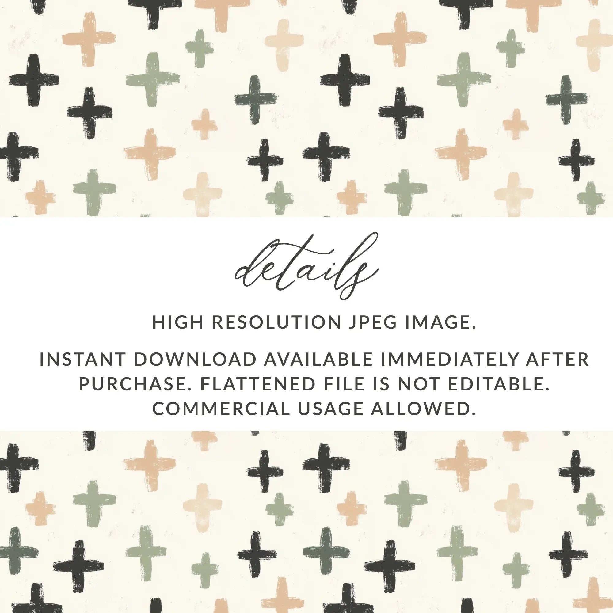 Brush Stroke Crosses Digital Paper, Seamless Neutral Cross Pattern, Geometric Digital Print, Modern Digital Texture, Boho Crosses Image - Moore and Mountain
