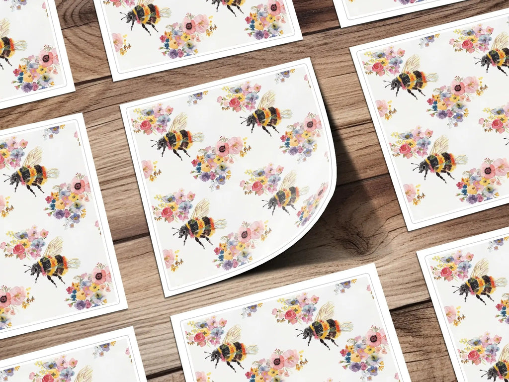 Bumble Bee Digital Paper Seamless Bee Background Watercolor Bumblebee Pattern - Moore and Mountain