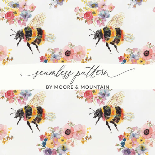 Bumble Bee Digital Paper Seamless Bee Background Watercolor Bumblebee Pattern - Moore and Mountain