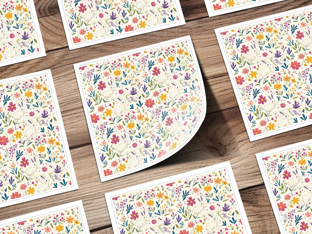 Bunny Amongst Flowers Seamless Pattern Design JPEG Files - Moore and Mountain