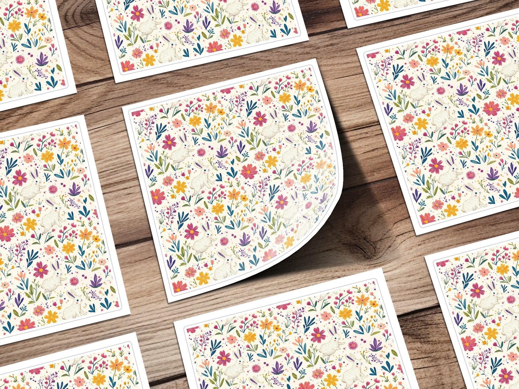 Bunny Amongst Flowers Seamless Pattern Design JPEG Files - Moore and Mountain
