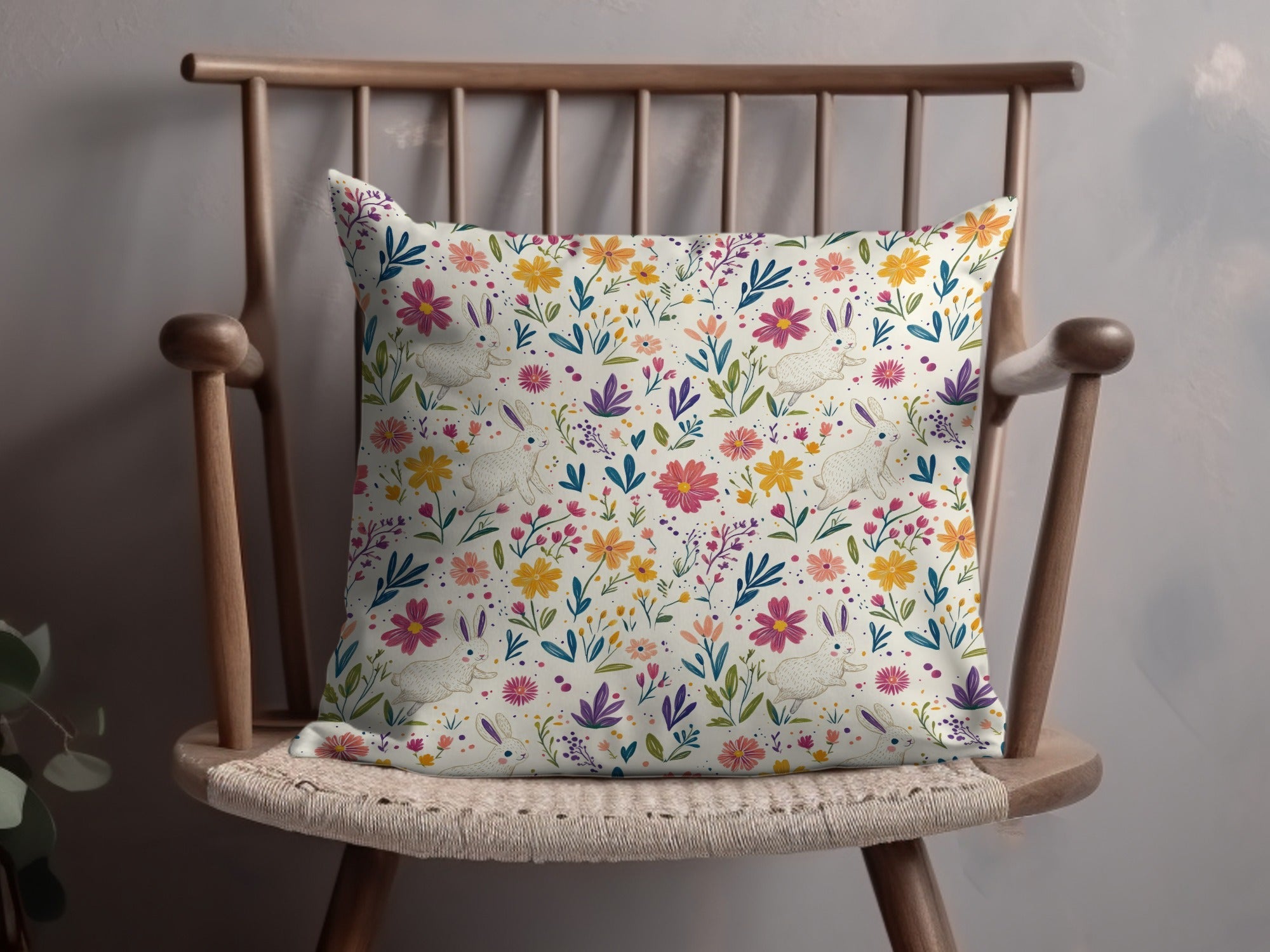 Bunny Amongst Flowers Seamless Pattern Design JPEG Files - Moore and Mountain