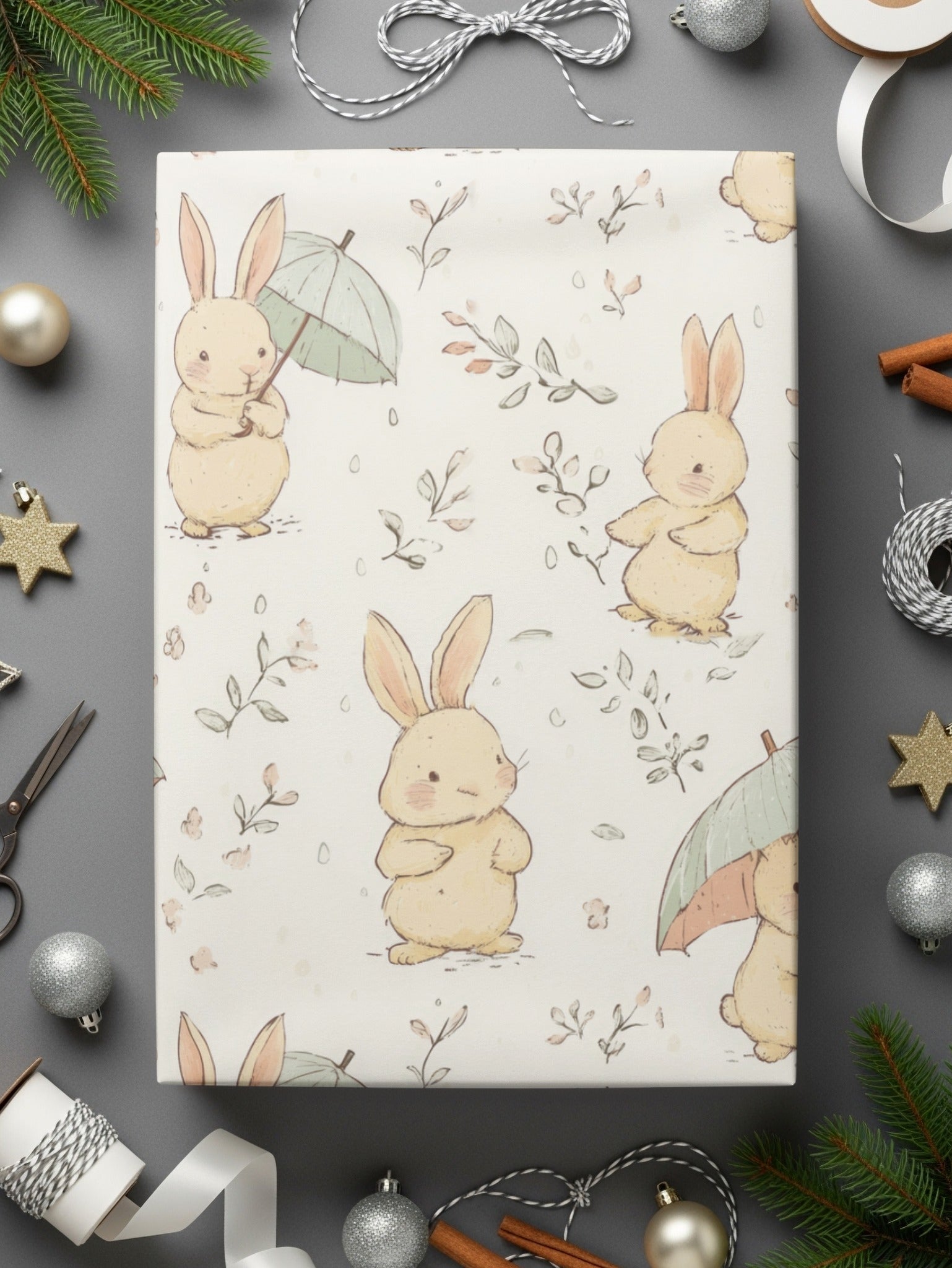Bunny Digital Paper, Easter Seamless Pattern, Cute Rabbit Print, Floral Background, Spring Texture, Digital Download for Fabric, 12x12 JPEG - Moore and Mountain