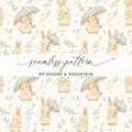 Bunny Digital Paper, Easter Seamless Pattern, Cute Rabbit Print, Floral Background, Spring Texture, Digital Download for Fabric, 12x12 JPEG - Moore and Mountain