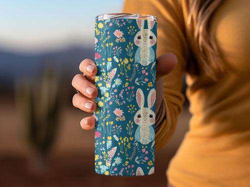 Bunny Digital Paper, Floral Bunny Pattern, Seamless Easter Pattern, Cute Bunny Design, Spring Floral Pattern, Digital Background - Moore and Mountain