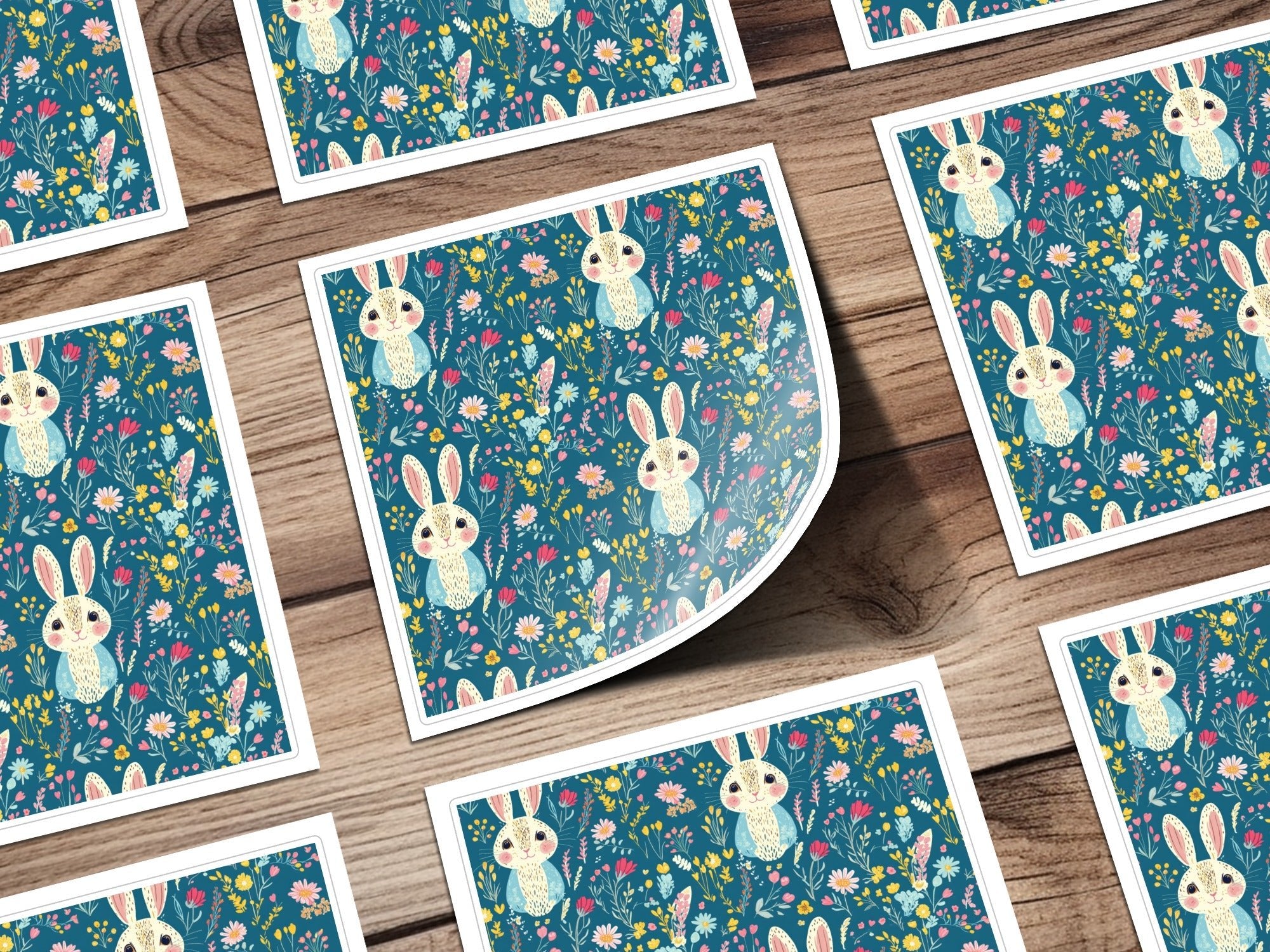 Bunny Digital Paper, Floral Bunny Pattern, Seamless Easter Pattern, Cute Bunny Design, Spring Floral Pattern, Digital Background - Moore and Mountain