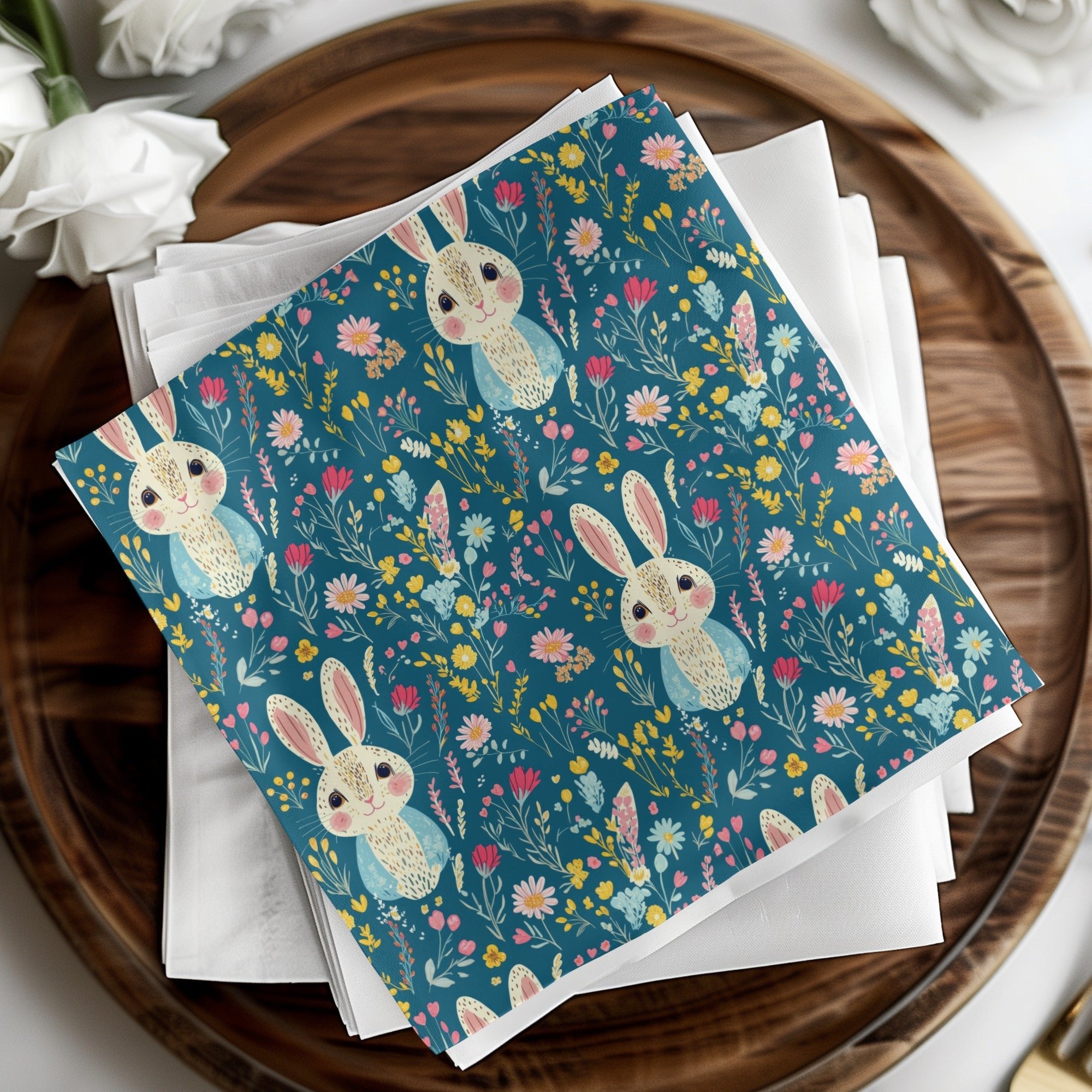 Bunny Digital Paper, Floral Bunny Pattern, Seamless Easter Pattern, Cute Bunny Design, Spring Floral Pattern, Digital Background - Moore and Mountain