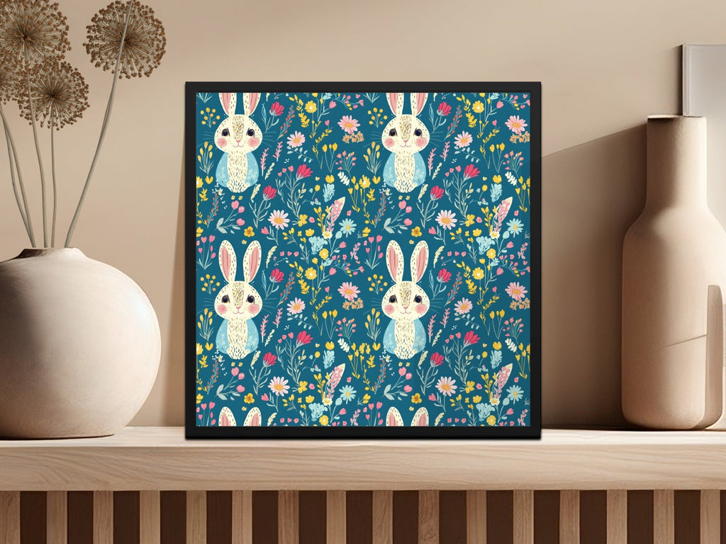 Bunny Digital Paper, Floral Bunny Pattern, Seamless Easter Pattern, Cute Bunny Design, Spring Floral Pattern, Digital Background - Moore and Mountain