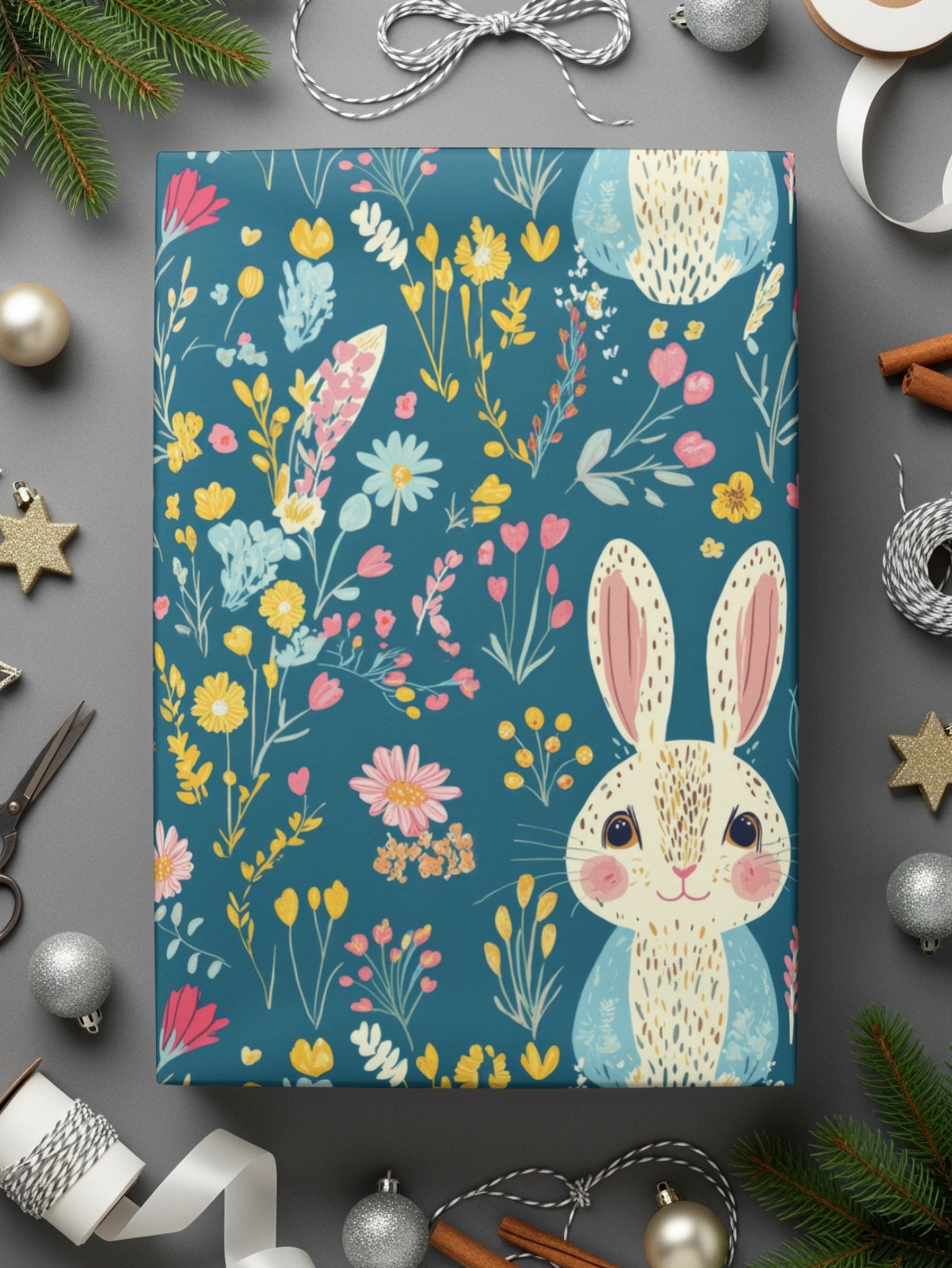 Bunny Digital Paper, Floral Bunny Pattern, Seamless Easter Pattern, Cute Bunny Design, Spring Floral Pattern, Digital Background - Moore and Mountain