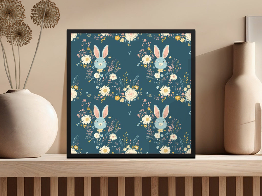 Bunny Floral Digital Paper, Seamless Pattern, Easter Design, Fabric Design, Cute Animal Print, Pastel Flowers, Digital Download - Moore and Mountain