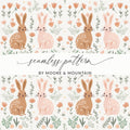 Bunny Floral Seamless Pattern, Cute Rabbit Digital Paper, Spring Animal Print, Easter Fabric Design, Childrens Print, 12x12 JPEG - Moore and Mountain
