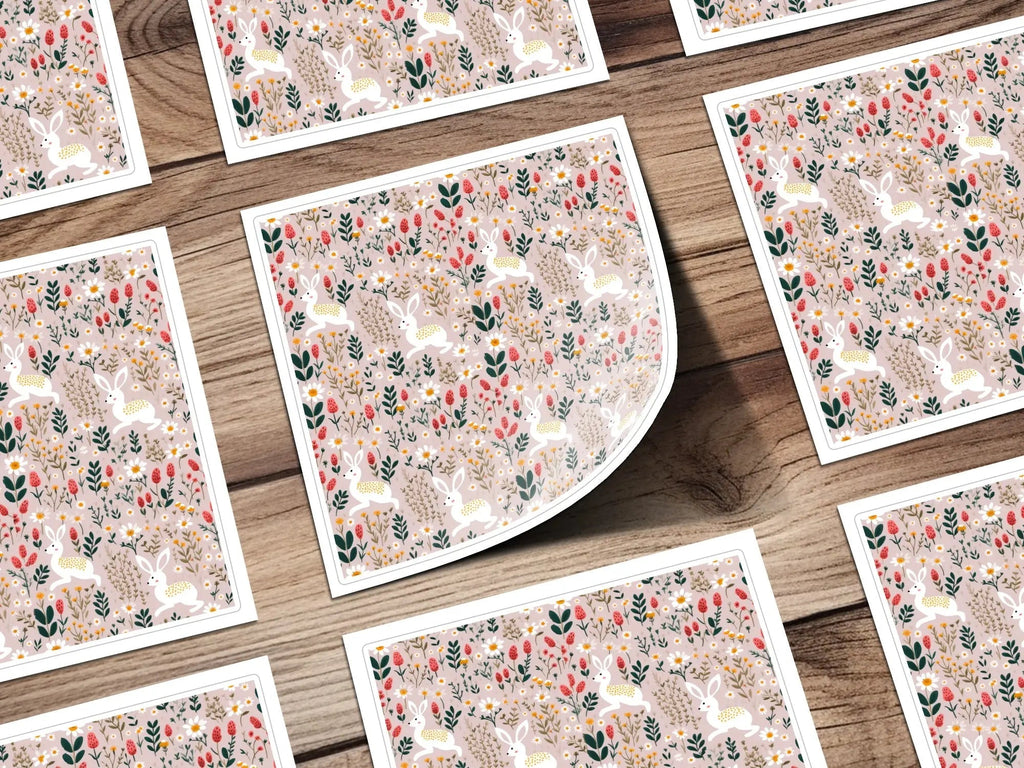 Bunny Floral Seamless Pattern, Spring Digital Paper, Easter Fabric Design, Rabbit Repeat, Digital Download, Surface Pattern - Moore and Mountain
