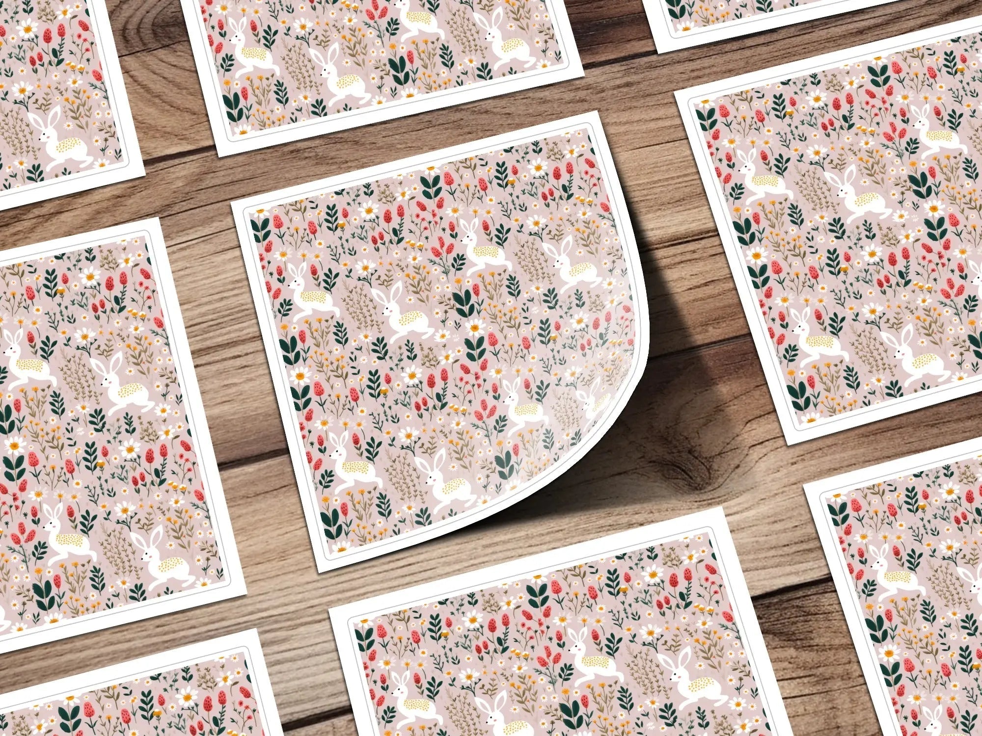 Bunny Floral Seamless Pattern, Spring Digital Paper, Easter Fabric Design, Rabbit Repeat, Digital Download, Surface Pattern - Moore and Mountain